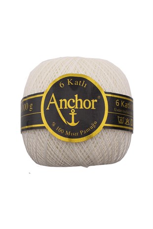 Anchor 6 Katlı Merserize Beyaz Ağ İpliği-tekstilland