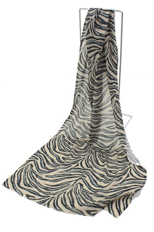 Zebra Şal (Krem-Lacivert)-tekstilland